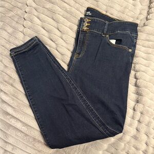 Torrid Super Soft Jeggings - Dark Blue Skinny Jeans with Gold Stitching